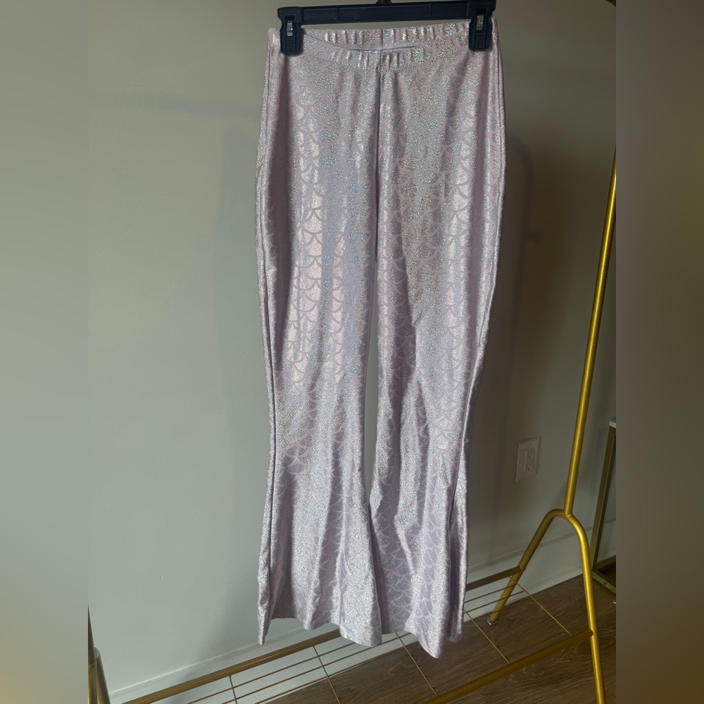 Pink Metallic Mermaid Flare Pants